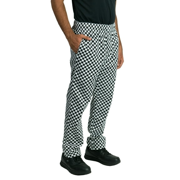 Chef Code Modern Fit Chef Pants with Zipper Fly, Checkered White, 5XL