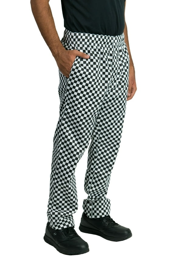 Modern Fit Chef Pants with Zipper Fly, Checkered White, 5XL