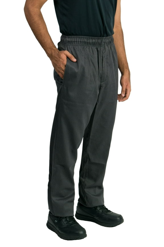 Modern Fit Chef Pants with Zipper Fly, Houndstooth Charcoal, M