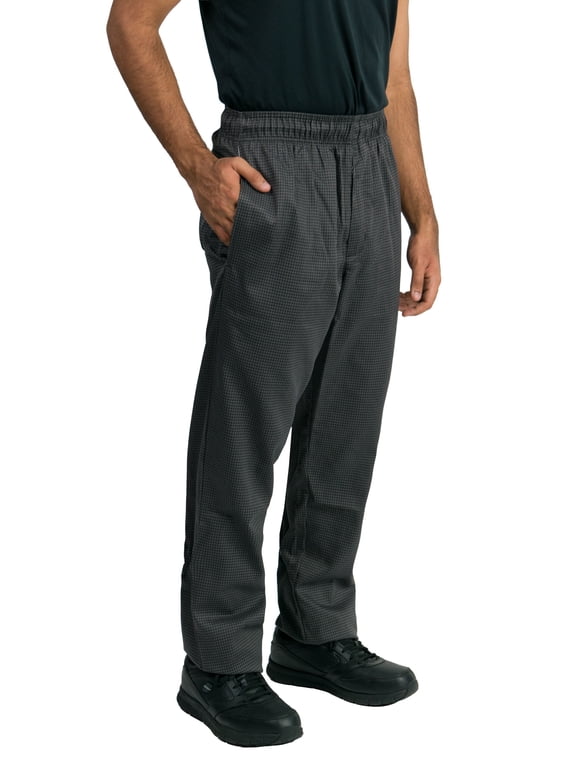 Modern Fit Chef Pants with Zipper Fly, Houndstooth Charcoal, S