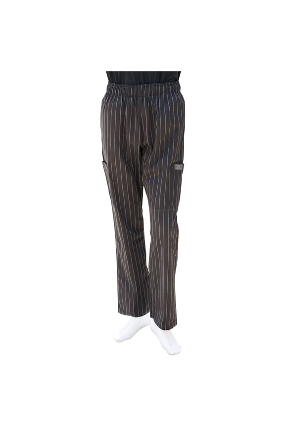 Modern Fit Unisex Cargo Chef Pants, Elastic Waist, Chalkstripe Gray, 3X-Large