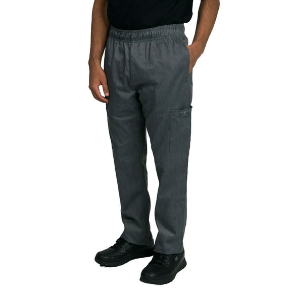 Chef Code Modern Fit Unisex Cargo Chef Pants, Elastic Waist, Charcoal, L