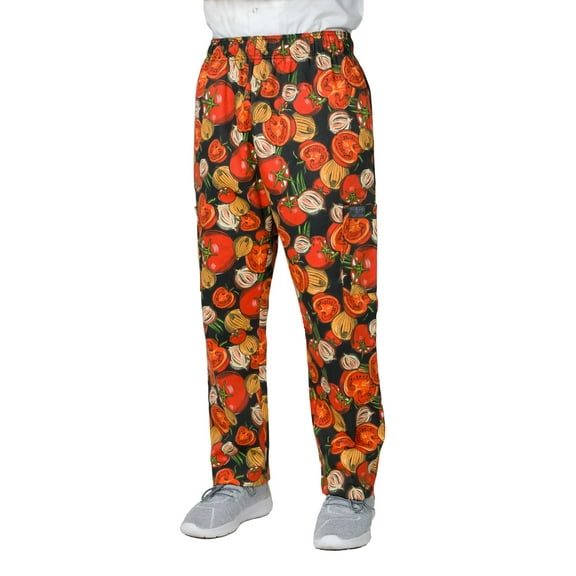 Chef Code Modern Fit Unisex Cargo Chef Pants, Elastic Waist, Tomato Tomahto, Large