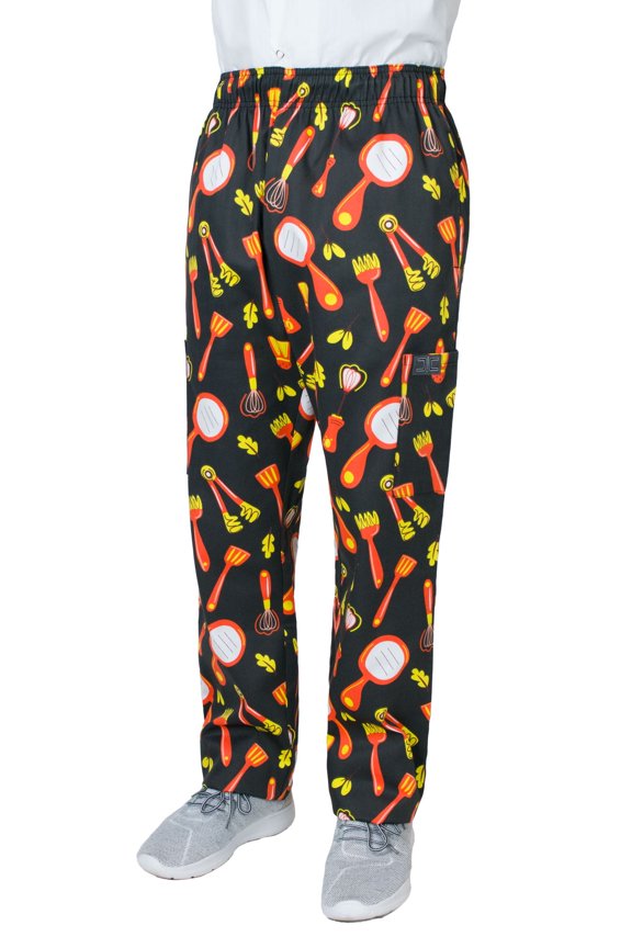 Modern Fit Unisex Cargo Chef Pants, Elastic Waist, Whisky Business, X-Small