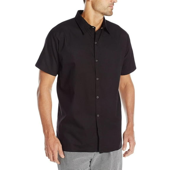Chef Code Plain Front Cook Shirt with Snap Buttons, Black, 4XL