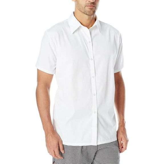 Chef Code Plain Front Cook Shirt with Snap Buttons, White, X-Large