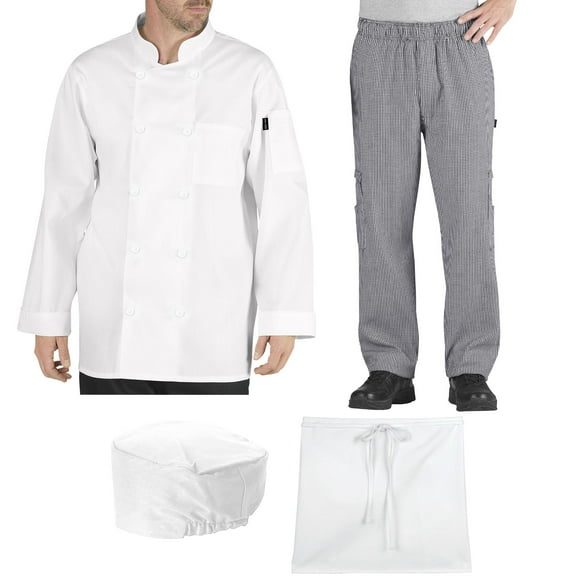Chef Code Student Chef Bundle Pack Includes Chef Coat, Pants, Hat & Apron