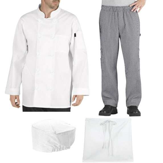 Chef Code Student Chef Bundle Pack Includes Chef Coat, Pants, Hat & Apron