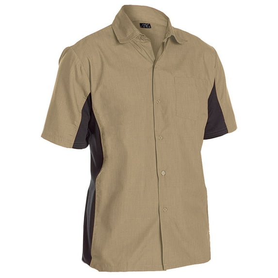 Chef Code Utility Work Shirt with Button Front and Vent Side Panels, Khaki, 4XL