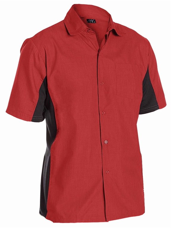 Utility Work Shirt with Button Front and Vent Side Panels, Red, XS