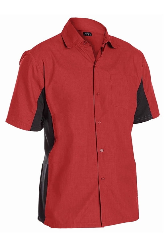 Utility Work Shirt with Button Front and Vent Side Panels, Red, XS