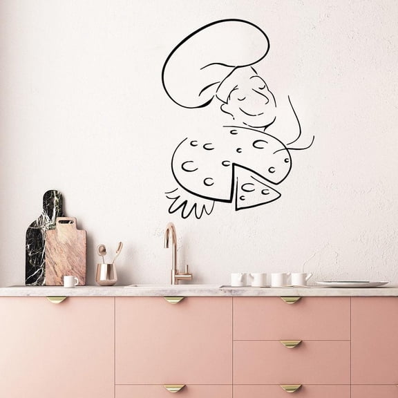Chef Cook Hot Pizza Cooking Wall Decals Kitchen Cafe Interior Design Wall Sticker Self-Adhesive Waterproof Removable Home Decor 61x44cm