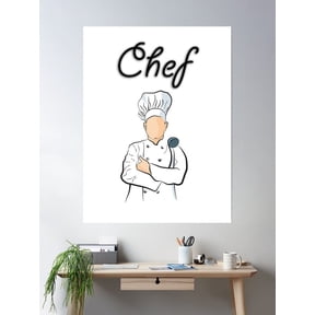 Chef Cook Kitchen Chef Motive Poster Wall Art, Modern Wall Decor For Living Room Bedroom, 8x12 UNFRAMED