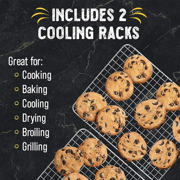 Chef Cooling Rack for Cooking and Baking - 8” x 11 ¾" Set of 2 Stainless Steel, Oven Safe Grid Wire Cookie Cooling Racks