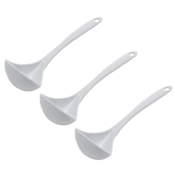 Chef Craft 10.5" Long Melamine Serving & Cooking Ladle - Dishwasher Safe Soup Spoon - White 3 Pack