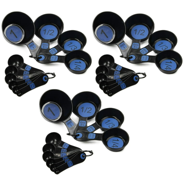 Chef Craft 10 Piece Easy Read Measuring Cups & Spoons Set - Black / Blue 3  Sets 