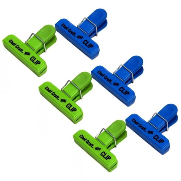 Chef Craft 2pc Plastic Magnetic Mini 3" Chip Bag Clips - Blue / Green 3 Sets
