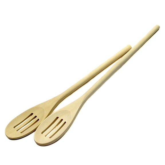 Chef Craft 2pc Solid Maple 12" & 14" Long Wooden Kitchen Mixing Slotted Spoon Set 3 Sets