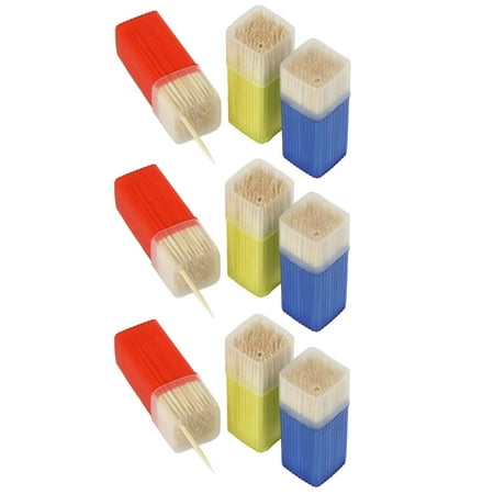 Chef Craft 3pc Toothpick Holder Set with 450 Natural Bamboo Toothpicks 3 Sets