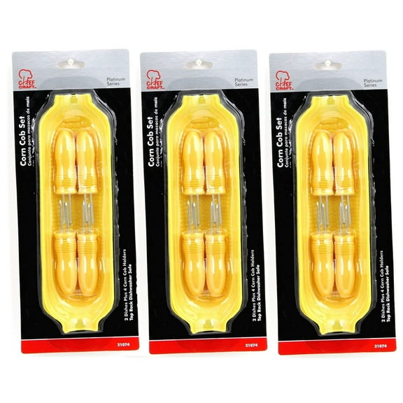 Chef Craft 6pc Corn Cob Utensil Set - Includes 2 Corn Dishes & 4 Corn Cob Holders 3 Sets