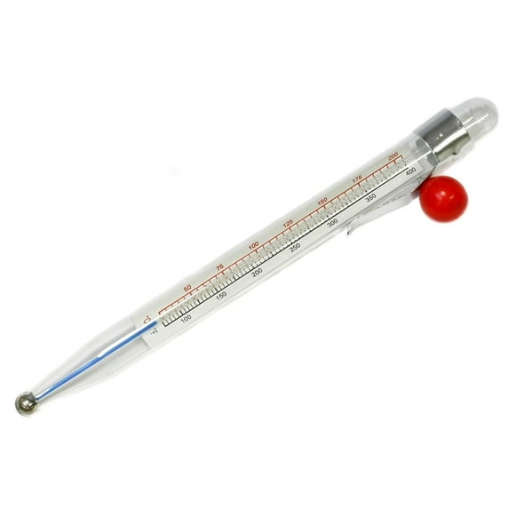 Chef Craft 8" Long Glass Candy & Deep Frying Thermometer with Hanging Hook, Reads both F/C up to 400F 3 Pack