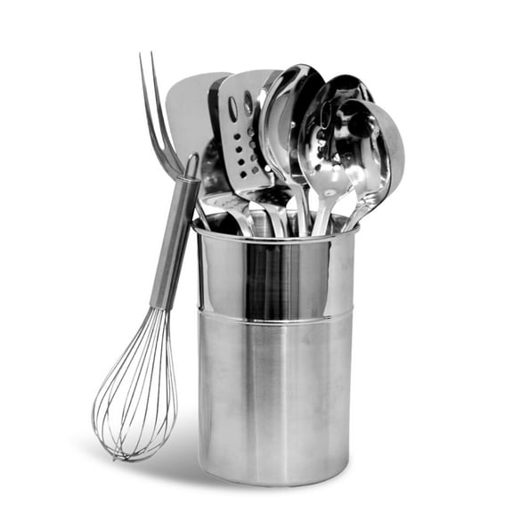 Chef Craft - 8 Piece Stainless Steel Kitchen Utensils Set with Utensil Holder A101