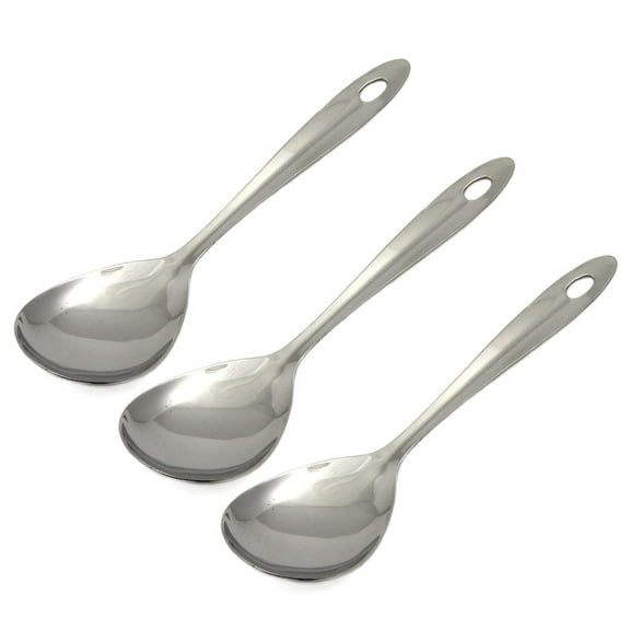 Chef Craft 9.5" Stainless Steel Basting / Serving Spoon with Sleek Mirror Finish 3 Pack