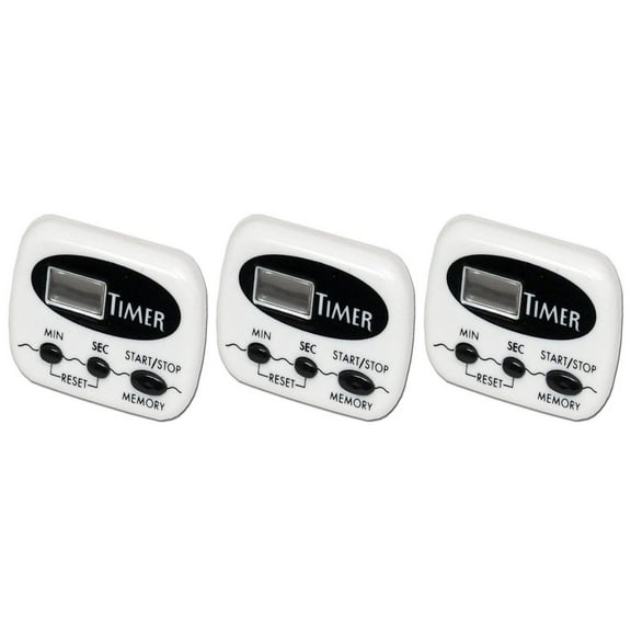 Chef Craft 99 Minute Extra-Loud Beep Digital Timer with Magnetic Clip 3 Pack