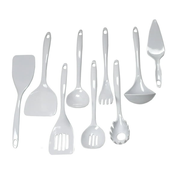 Chef Craft Basic Melamine Kitchen Tool and Utensil Set, 9 Piece Set, White