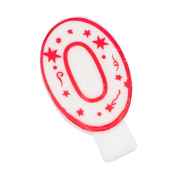 Chef Craft Classic Numeral Candle, Number 0, 3 inch, White/Red