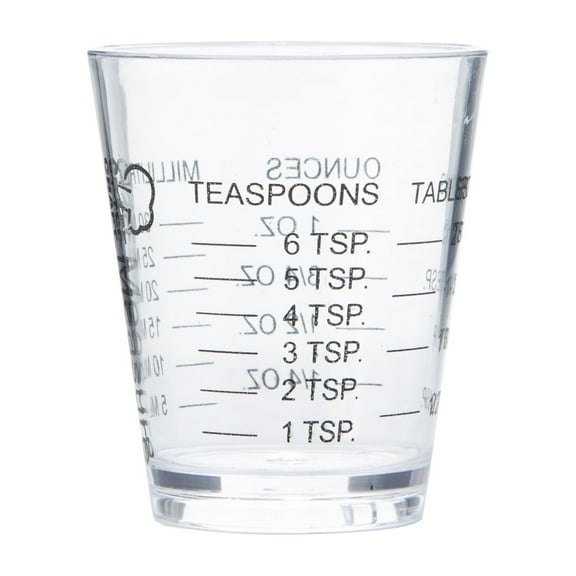Chef Craft Classic Plastic Shot Glass Measurer, 1 ounce teaspoon/tablespoon , Clear
