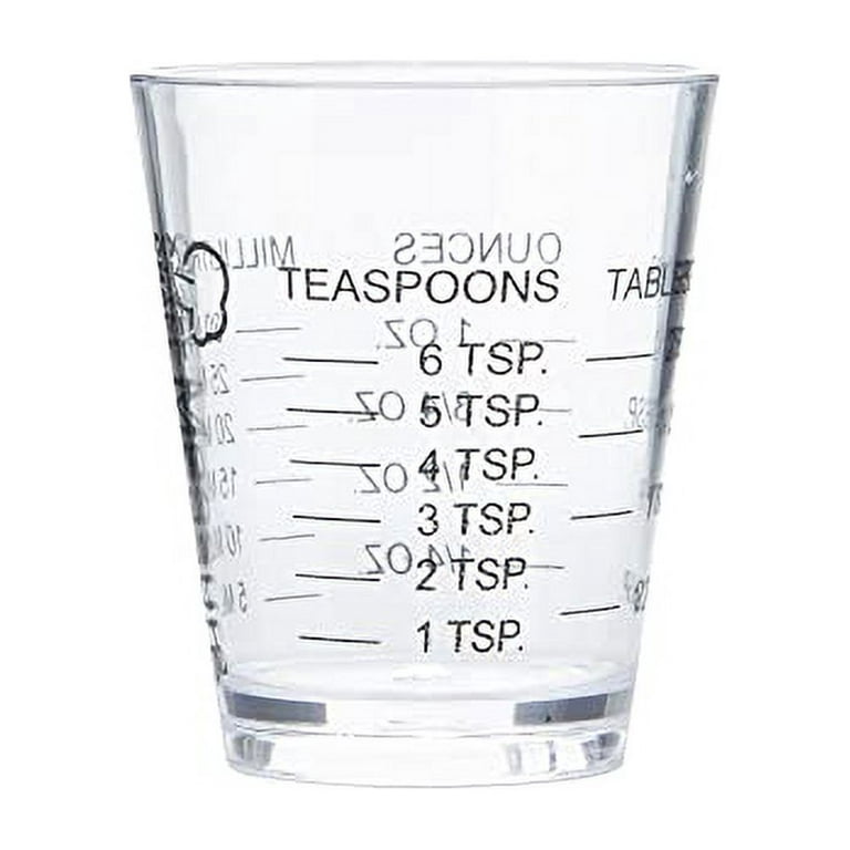 Chef Craft Classic Plastic Shot Glass Measurer, 1 ounce  teaspoon/tablespoon, Clear