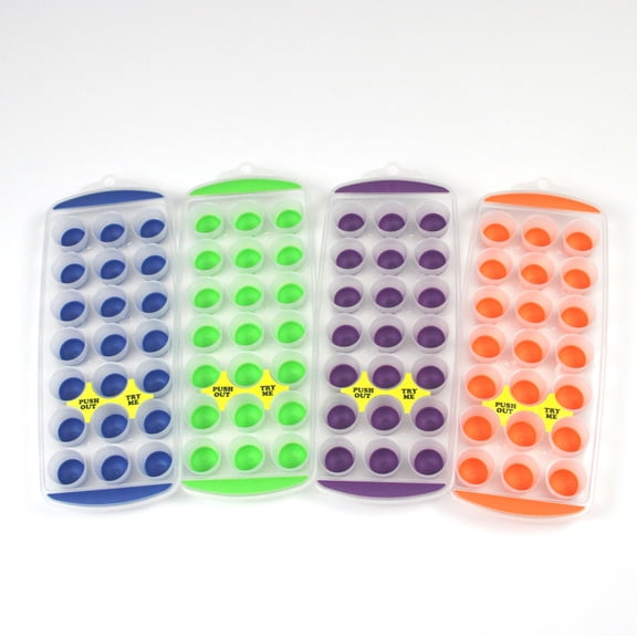 Chef Craft Classic Push Out Ice Cube Tray, 11 inch 4 Piece Set Yields 21 Cubes, Assorted