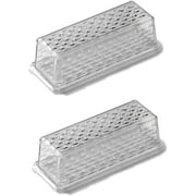 Chef Craft Clear Plastic Butter Dish with Crystalline Design Cover 6.75 x 2.25 2-Pack, Silver