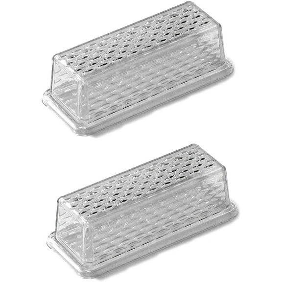 Chef Craft Clear Plastic Butter Dish with Crystalline Design Cover 6.75" x 2.25" 2-Pack, Silver