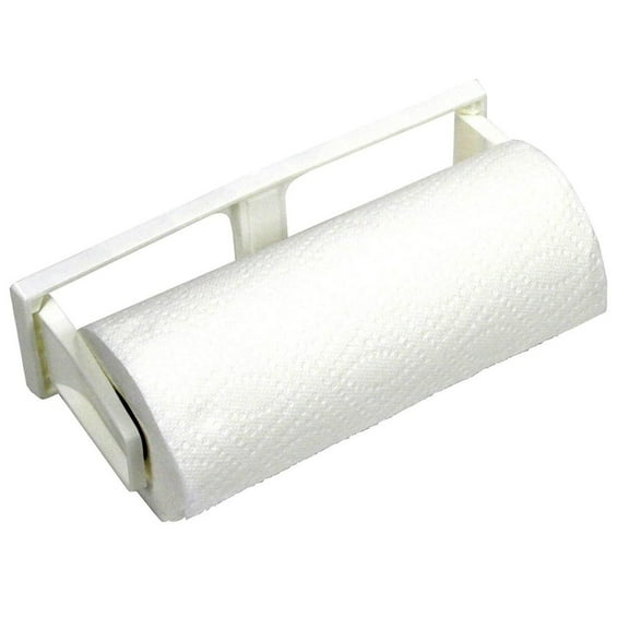 Chef Craft Durable Plastic Wall Mount Paper Towel Roll Holder, White