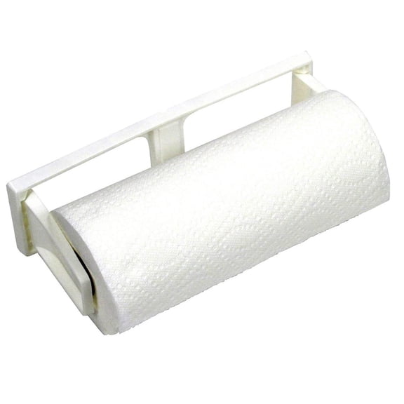 Chef Craft Durable Plastic Wall Mount Paper Towel Roll Holder, White