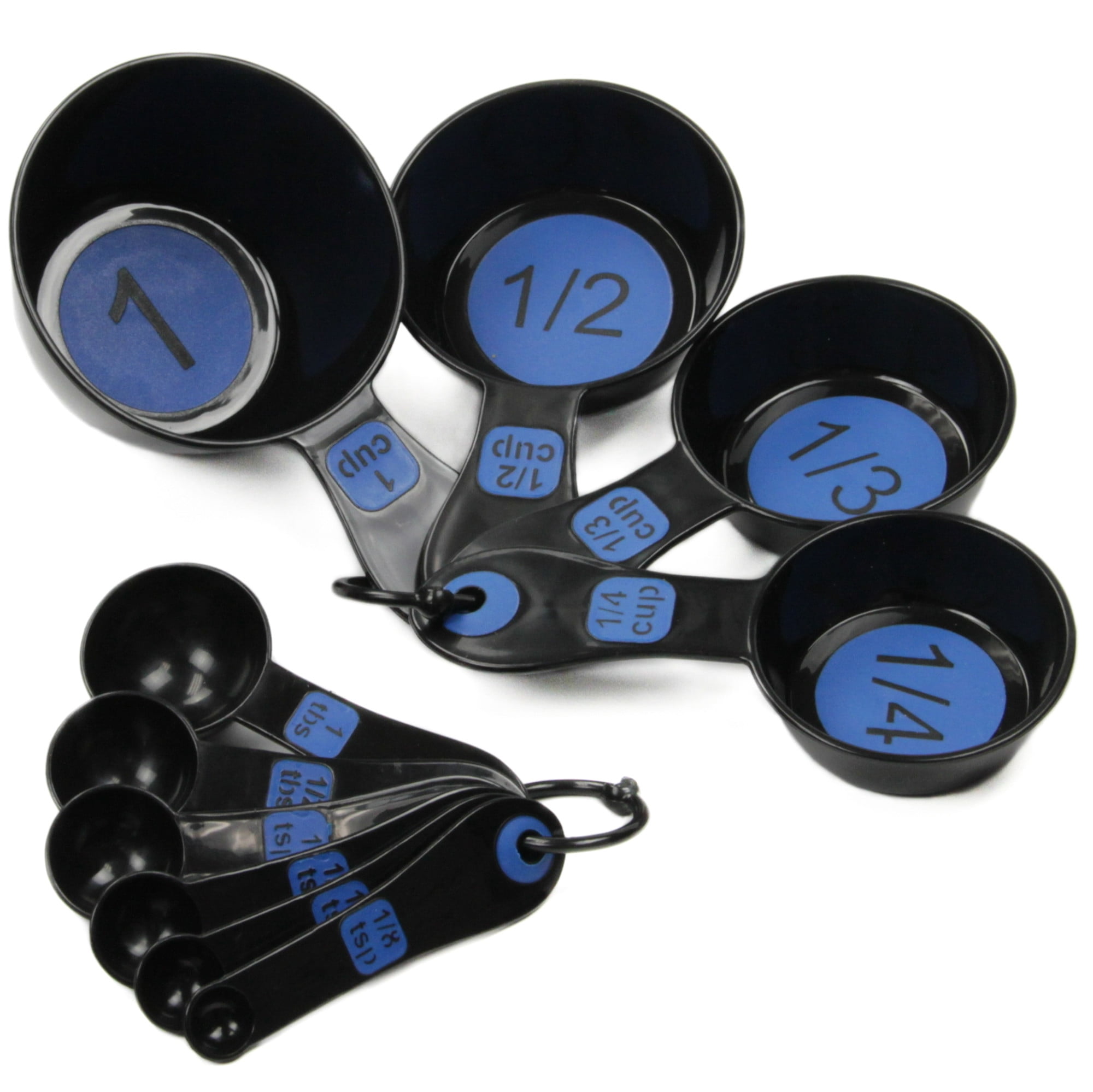 Chef Craft 10-Piece Black and Blue Plastic Measuring Cup Set