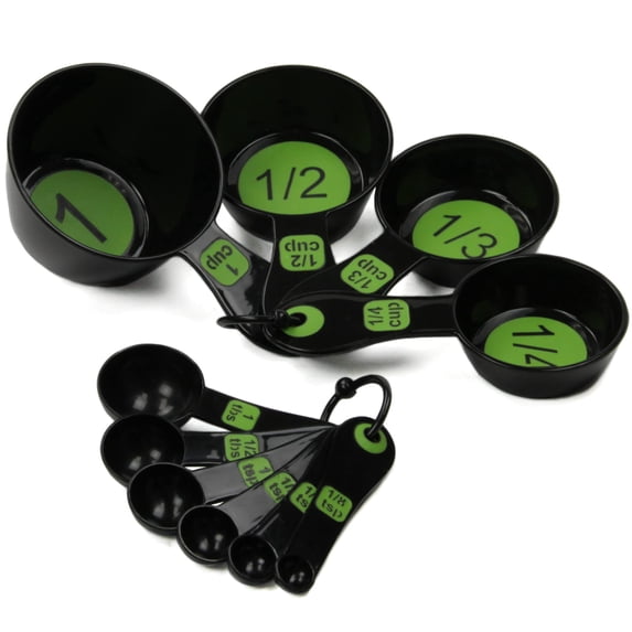 Chef Craft Easy to Read Plastic Measuring Cup, 10 Piece Set, Green