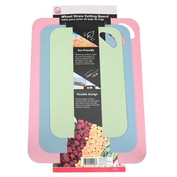 Chef Craft Eco Wheat Straw Cutting Board, 3 Piece Set, Assorted