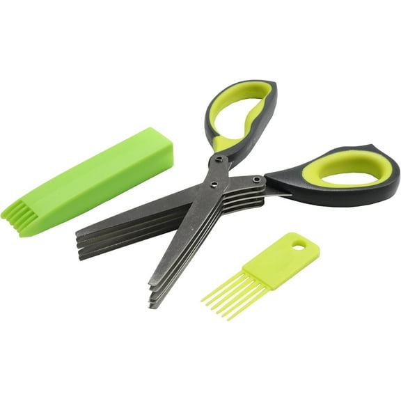 Chef Craft Herb Cutter Scissors Set, Multipurpose 5 Blade Cutting Shears with Sheath and Cleaning Comb