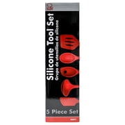 Chef Craft Premium 5-Piece Silicone Kitchen Utensil Set   Heat-Resistant, Non-Stick Safe, Red