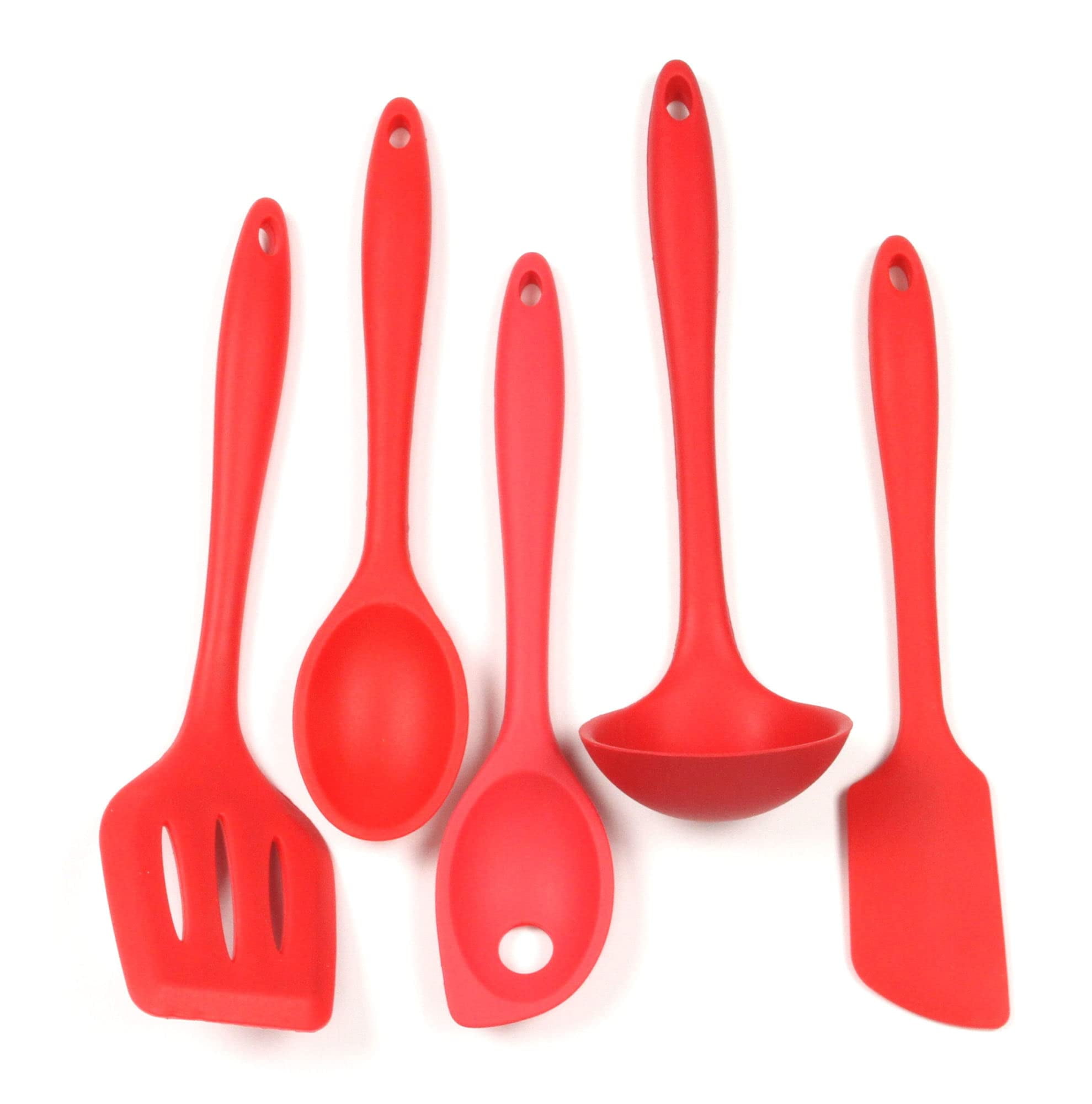 Red 5-Piece Heat Resistant Silicone Kitchen Utensil Set