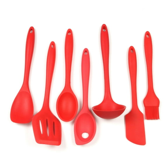 Chef Craft Premium Silicone Kitchen Tool and Utensil Set, 7 Piece Set, Red