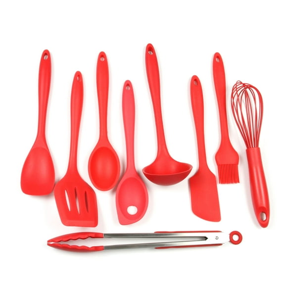 Chef Craft Premium Silicone Kitchen Tool and Utensil Set, 9 Piece Set, Red