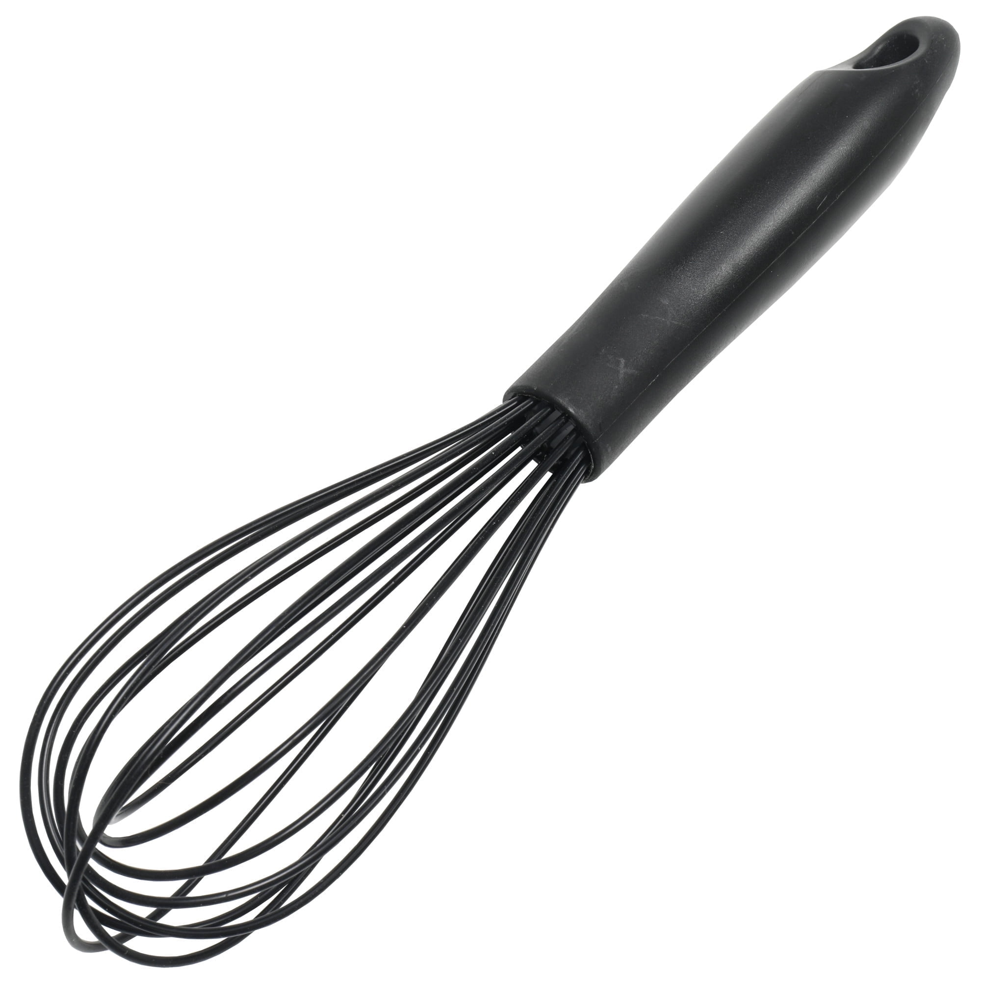 Black Silicone Balloon Whisk with Plastic Handle, 10.5 inch