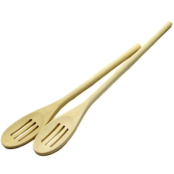 Chef Craft Select Maple Slotted Spoon, 12 and 14 inch 2 Piece Set, Natural