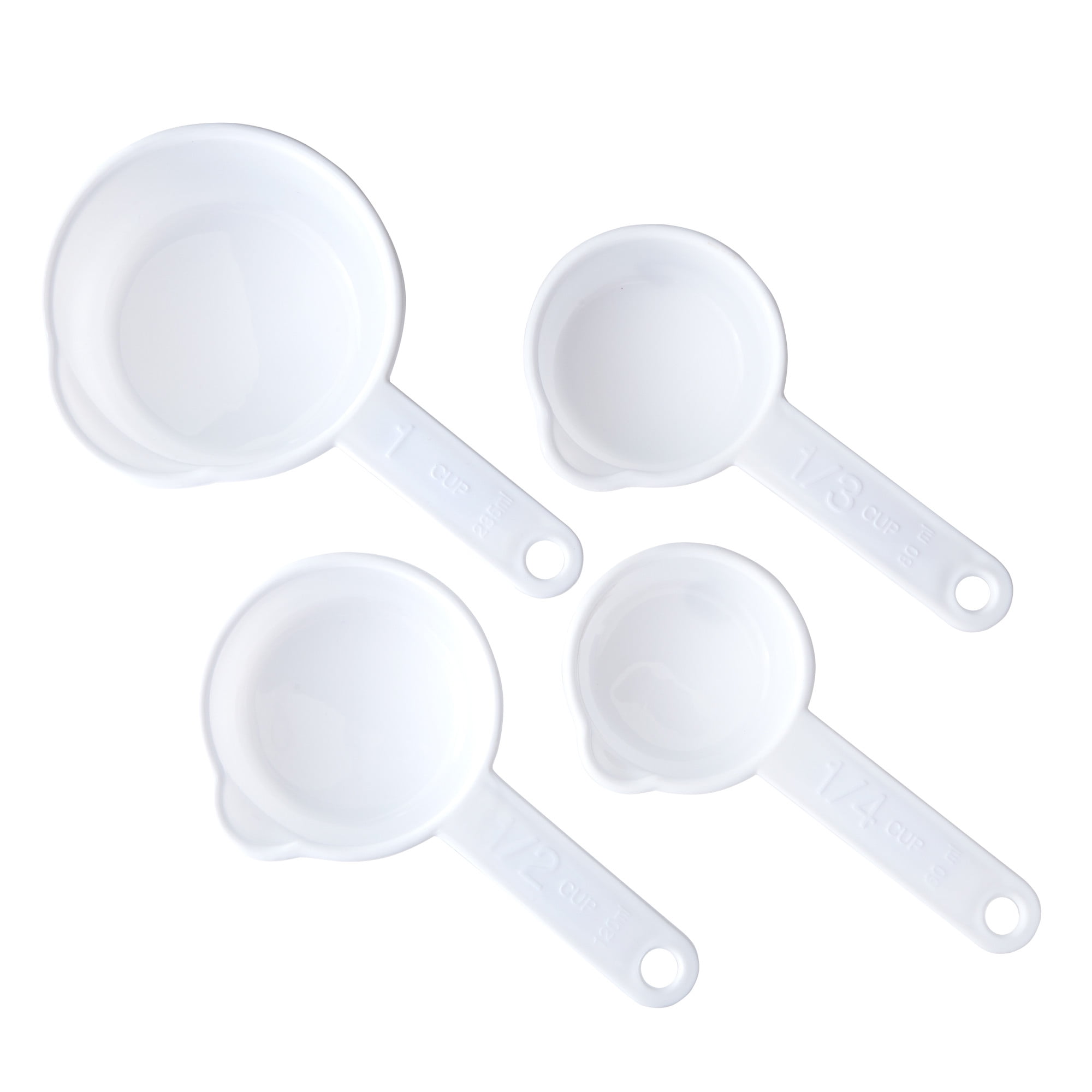 Storage Theory 4 Piece Set of 2-in-1 Combo Measuring Cup & Spoon Kitchen Tools, White/Grey
