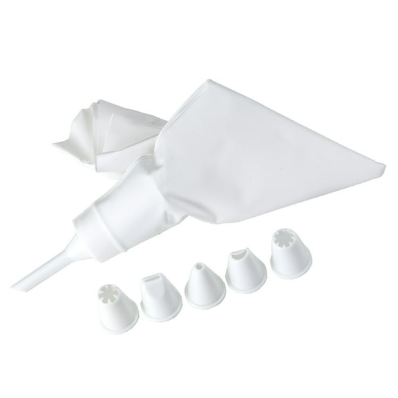 Chef Craft Select Plastic 6-Tip Cake Decorating Kit, 6 Piece Set, White