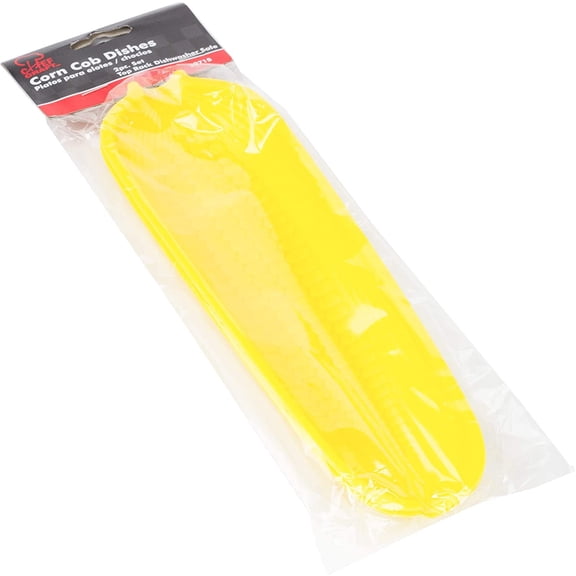 Chef Craft Select Plastic Corn Cob Dishes, 9.5 inches in Length 2 Piece Set, Yellow